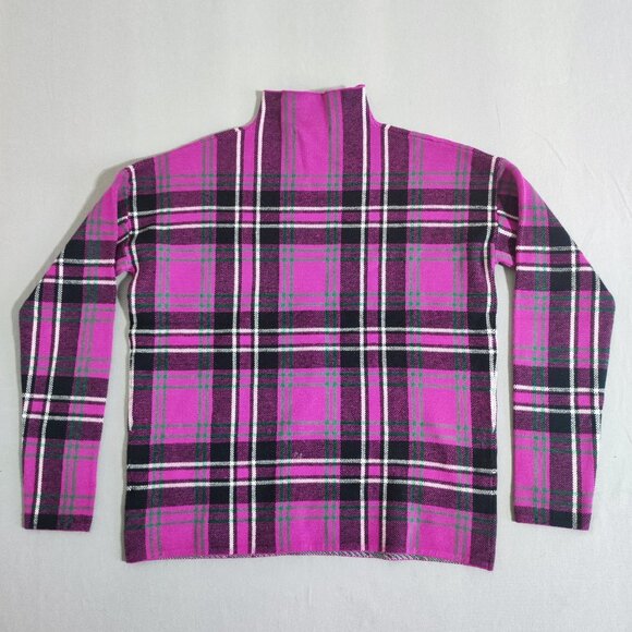 Tahari Turtleneck sweater women's size M pink colour plaid pattern  pull over - Picture 3 of 9